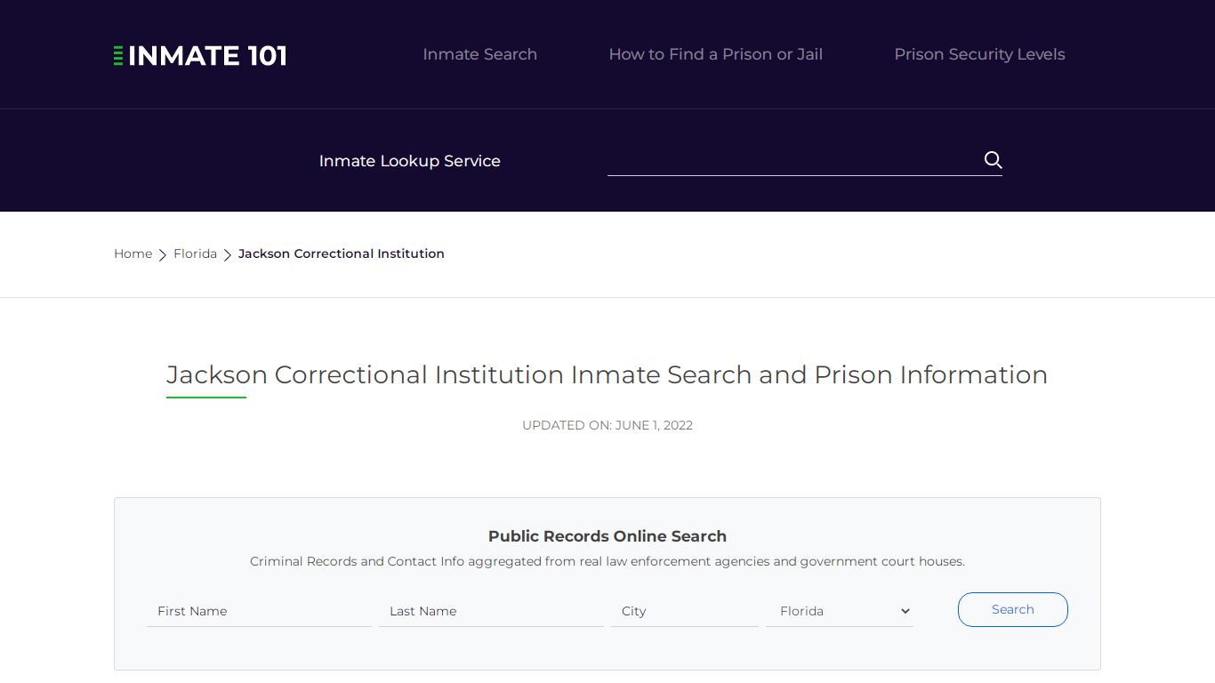 Jackson Correctional Institution Inmate Search, Visitation ...