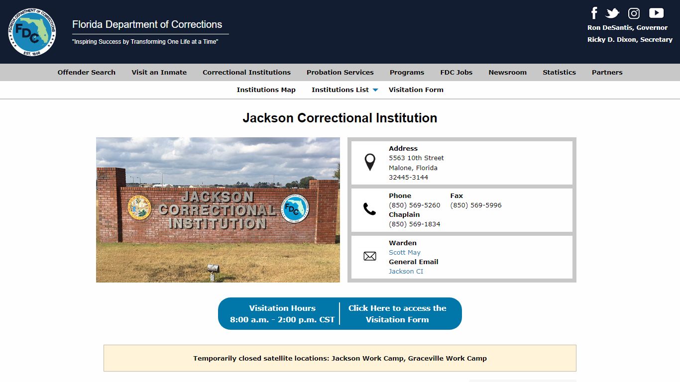 Jackson Correctional Institution -- Florida Department of ...